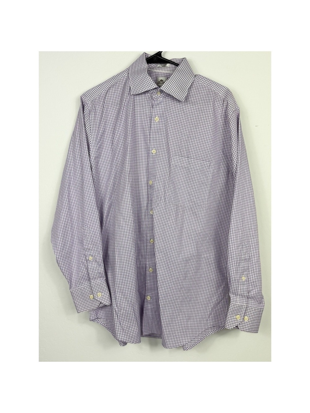 Peter Millar Nanoluxe Easy Care Purple Check Dress Shirt 16 Regular